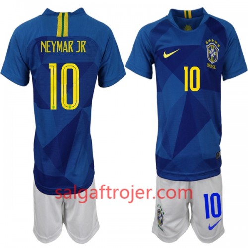 Brasilien Fodboldtrøjer Neymar JR 10 Børn Udebanesæt VM 2018 Brasilien Fodboldtrøjer Neymar JR 10 Børn Udebanesæt VM 2018